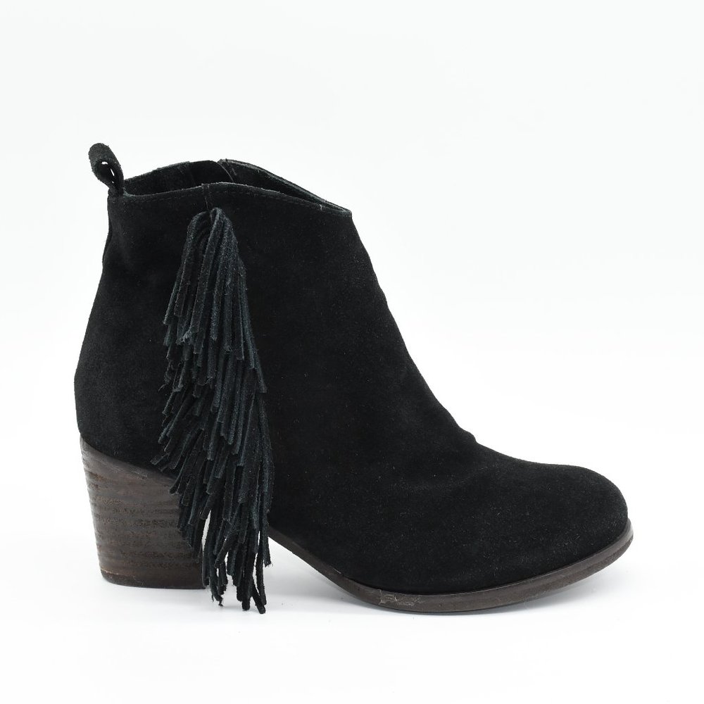Matisse Cloey Fringe Black Suede Bootie 6